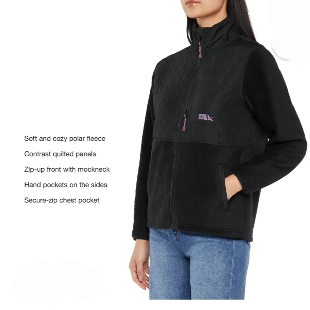 Eddie Bauer Women's Black and Purple Teddy Jacket - Picture 5 of 5